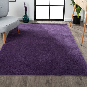 Haze Solid Low-pile Area Rug Purple